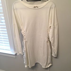 Silence + Noise Lace-Up Side Corset T-Shirt Dress